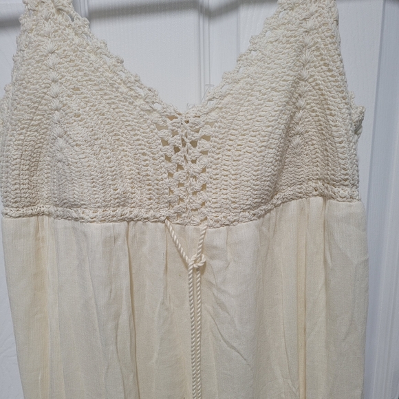 American Eagle Cream Crochet Tiered Maxi Dress - Picture 10 of 13